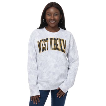 Women's ZooZatz  Gray West Virginia Mountaineers Camo Arch Logo Fleece Crewneck Sweatshirt