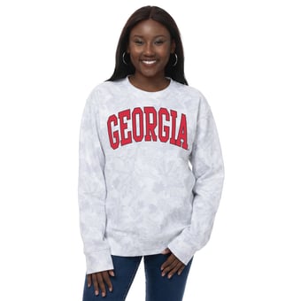 Women's ZooZatz  Gray Georgia Bulldogs Camo Arch Logo Fleece Crewneck Sweatshirt