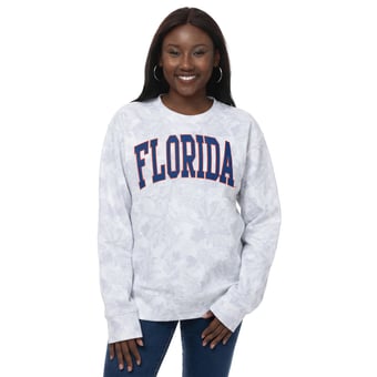 Women's ZooZatz  Gray Florida Gators Camo Arch Logo Fleece Crewneck Sweatshirt