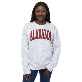 Women's ZooZatz  Gray Alabama Crimson Tide Camo Arch Logo Fleece Crewneck Sweatshirt