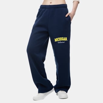 Women's ZooZatz  Navy Michigan Wolverines Wordmark Fleece Sweatpants