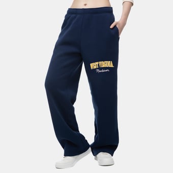 Women's ZooZatz  Navy West Virginia Mountaineers Wordmark Fleece Sweatpants