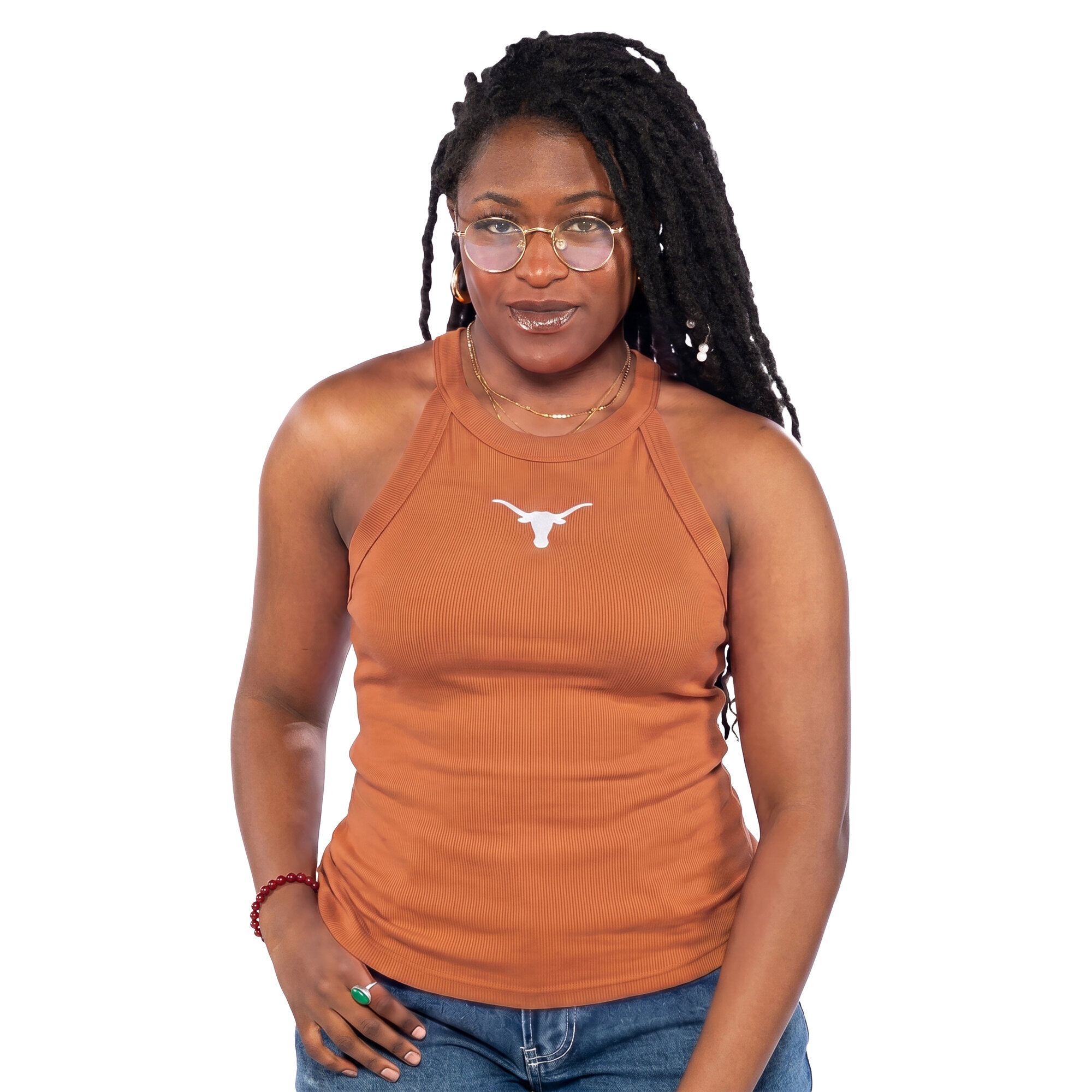 Women's ZooZatz  Texas Orange Texas Longhorns Tri-Blend Racerback Ribbed Tank Top