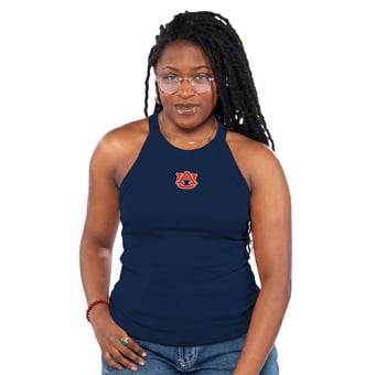 Women's ZooZatz  Navy Auburn Tigers Tri-Blend Racerback Ribbed Tank Top