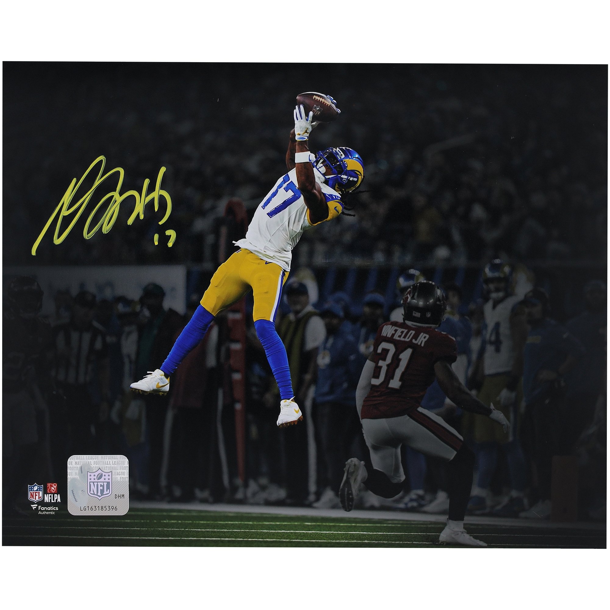 Davante Adams Los Angeles Rams Autographed 8" x 10" Leaping Catch Spotlight Photograph