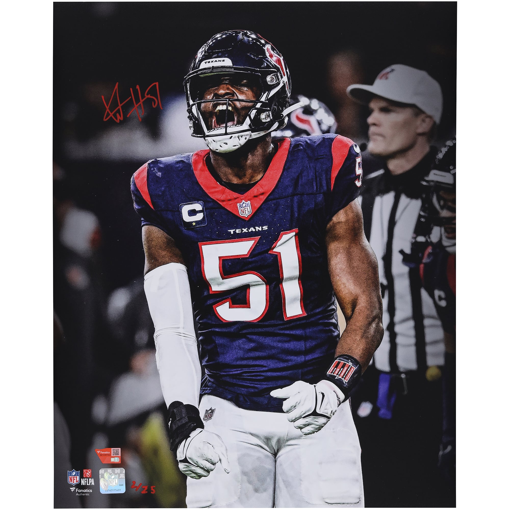 Will Anderson Jr. Houston Texans Autographed 16" x 20" Unleashed Spotlight Photograph with Black Signature