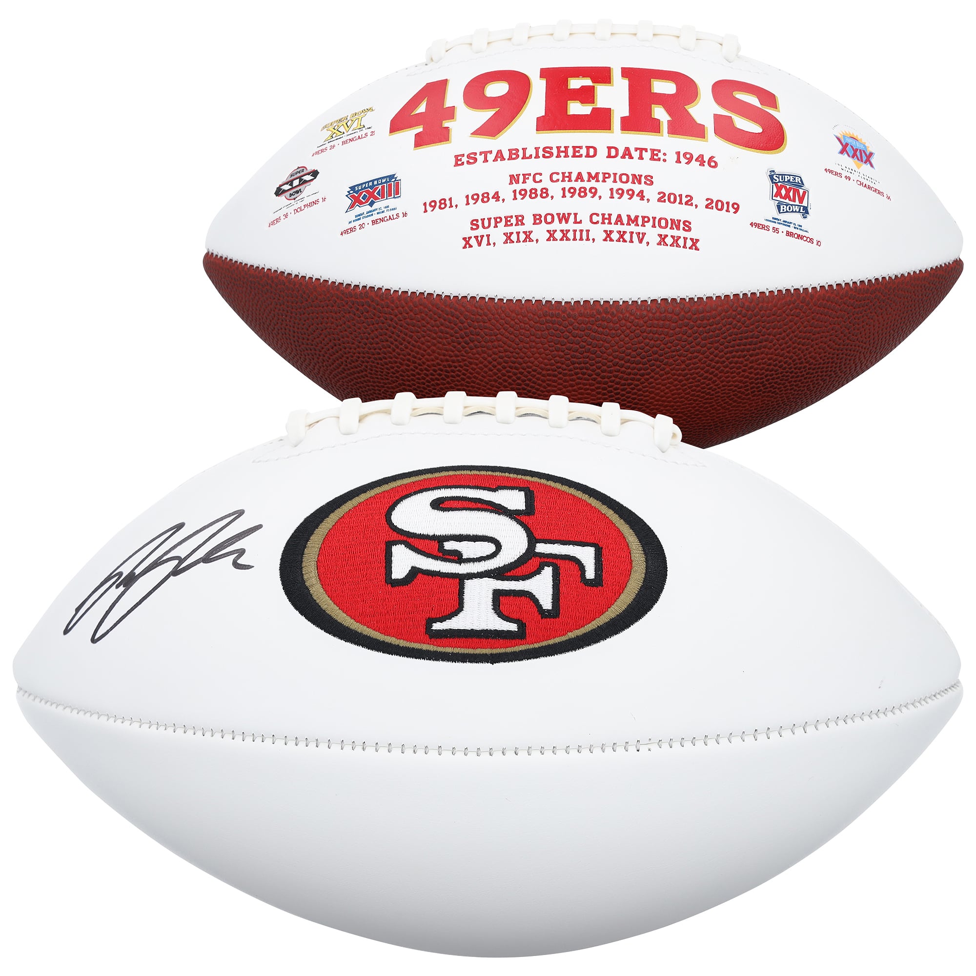 Pallone da football Wilson Rawlings autografato da Ricky Pearsall dei San Francisco 49ers.