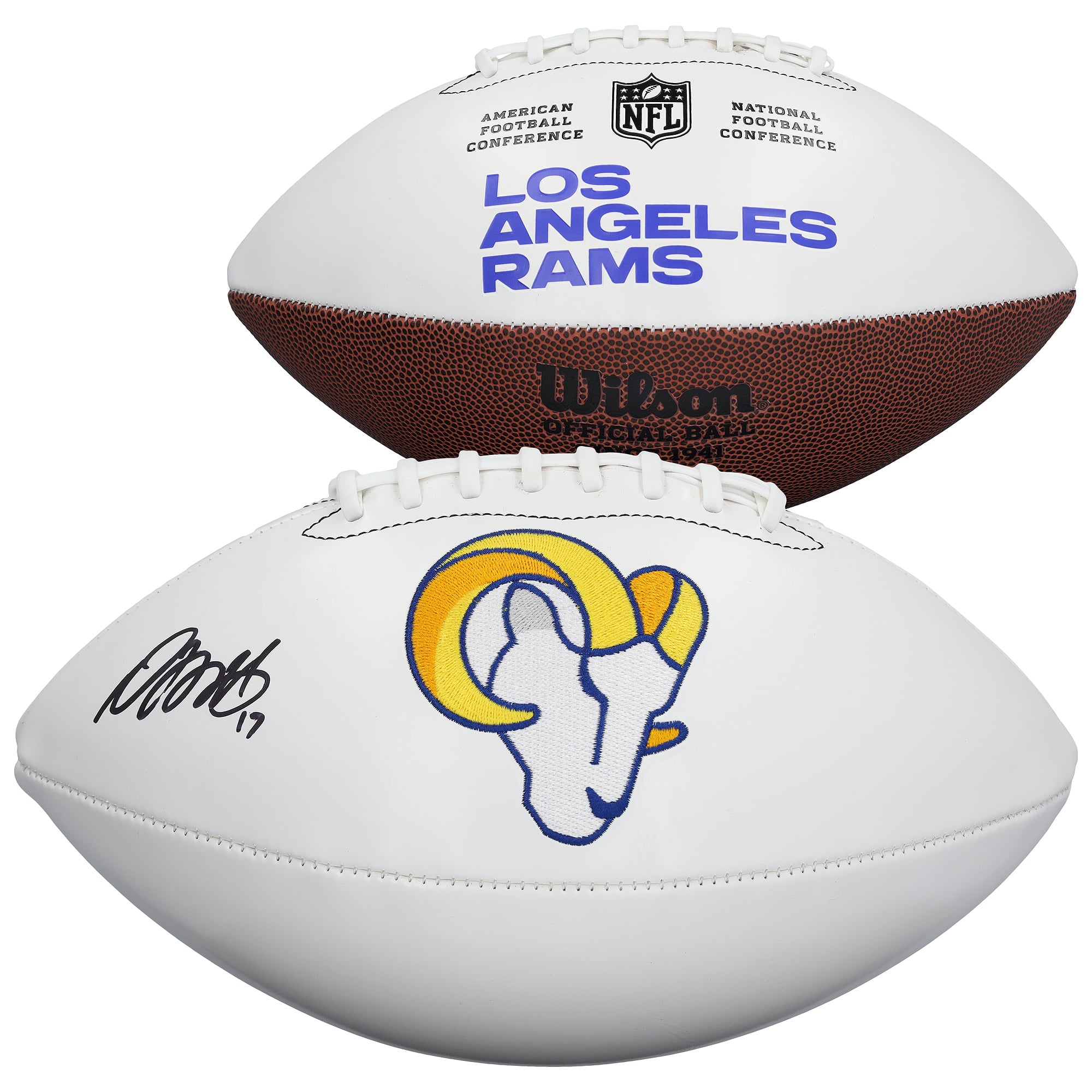 Davante Adams Los Angeles Rams Autographed Wilson White Panel Football