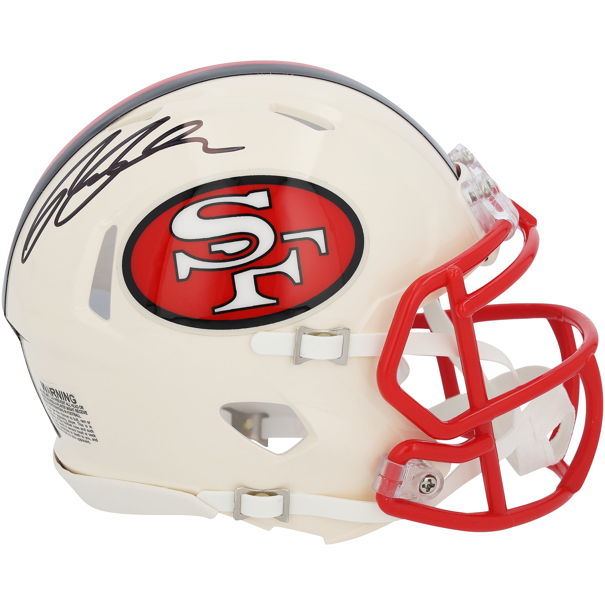 Casco mini Riddell Retro Speed ​​autografato da Ricky Pearsall dei San Francisco 49ers.