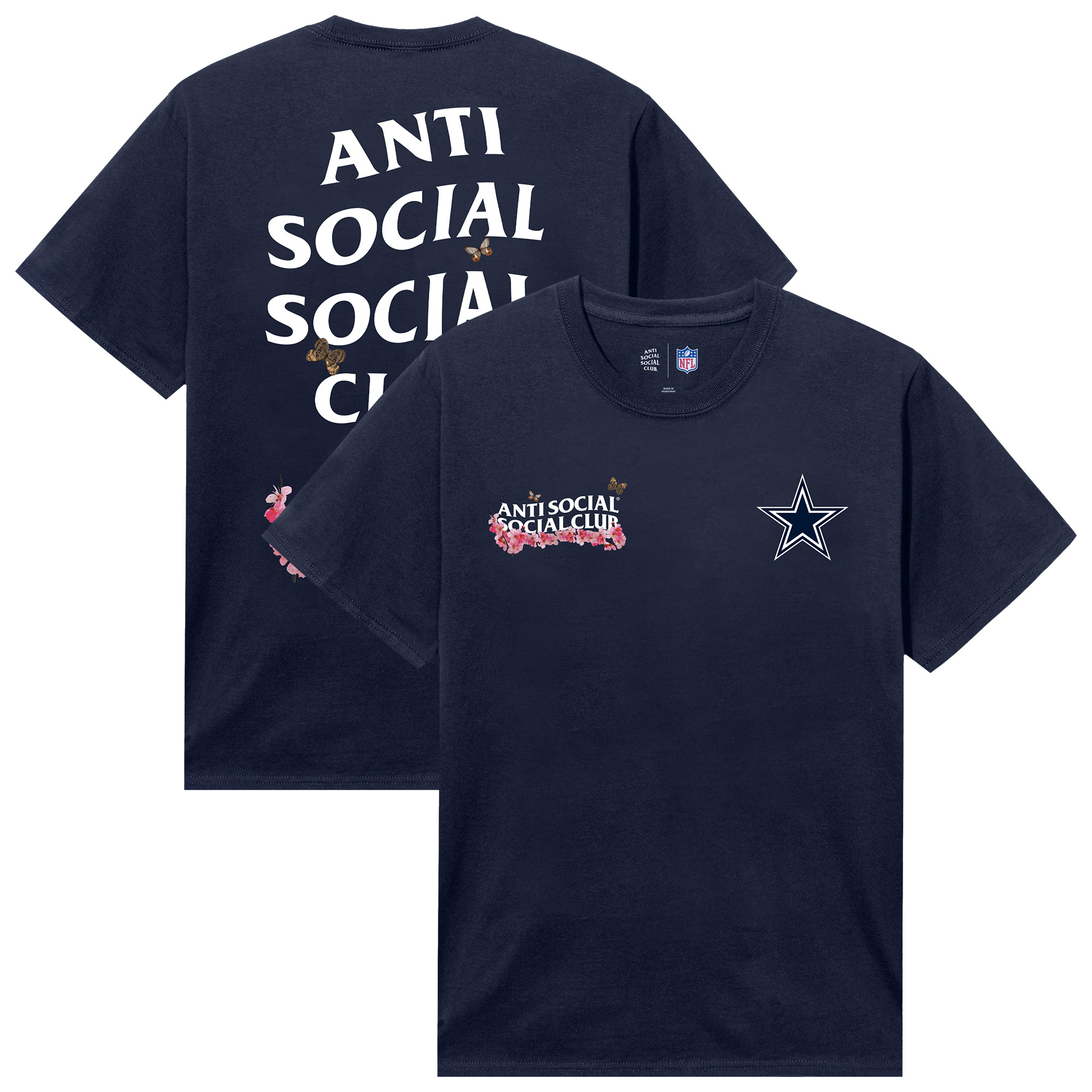 Unisex AntiSocialSocialClub x NFL Navy Dallas Cowboys Blossom T-Shirt