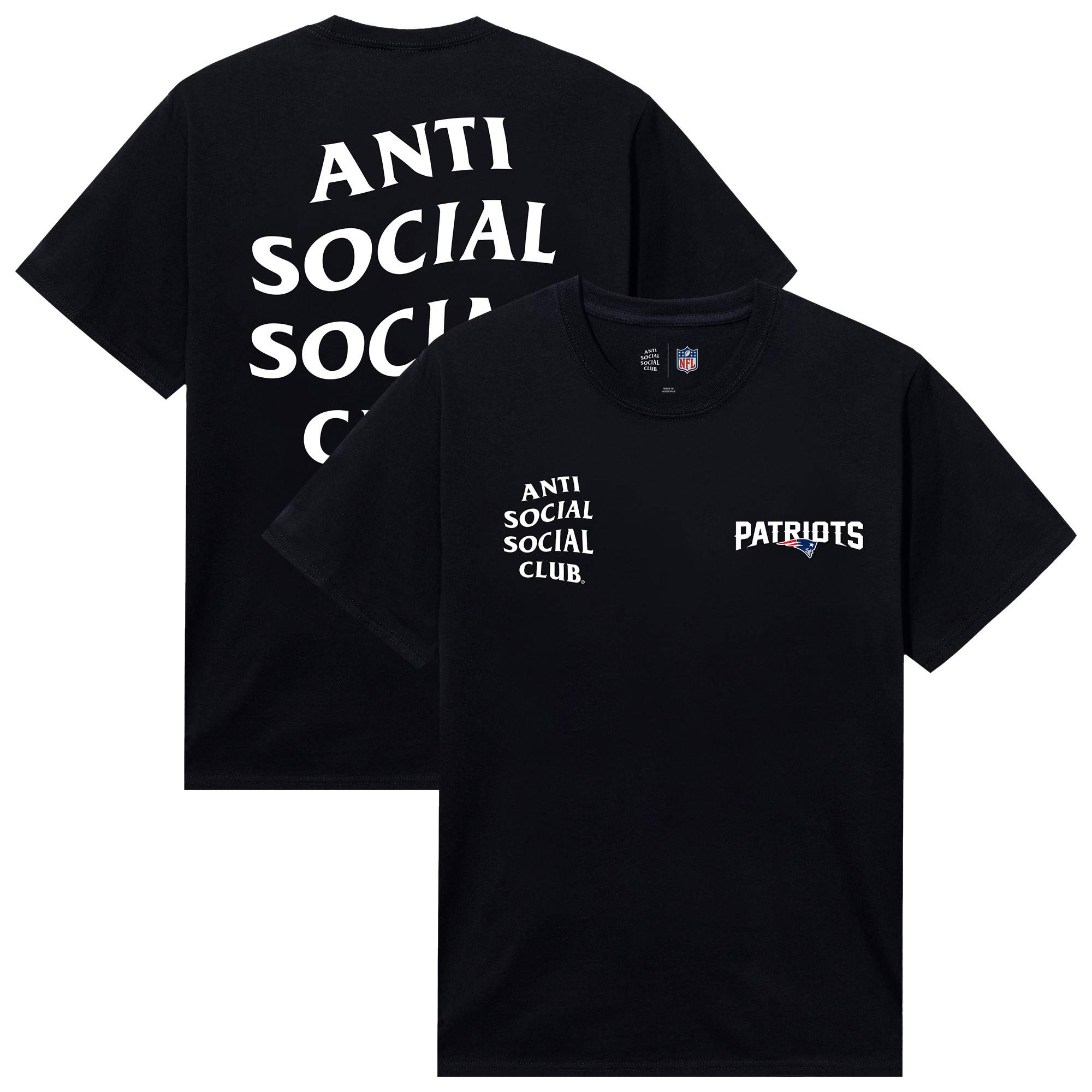Unisex AntiSocialSocialClub x NFL Black New England Patriots Snap T-Shirt