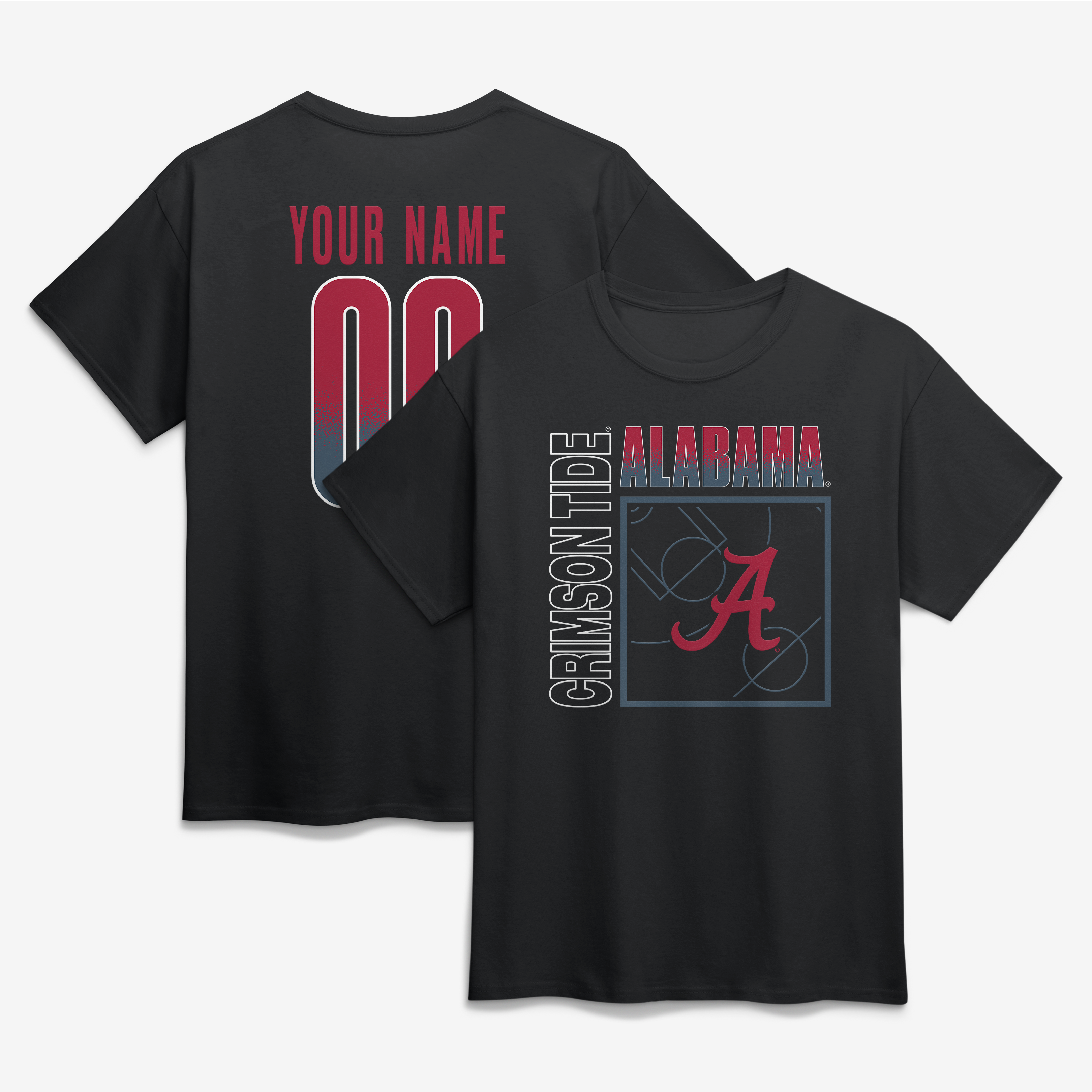 Men’s Black Alabama Crimson Tide Big & Tall Home Court Pop Personalized Any Name & Number T-Shirt