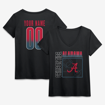 Women's Black Alabama Crimson Tide Home Court Pop Personalized Any Name & Number V-Neck T-Shirt