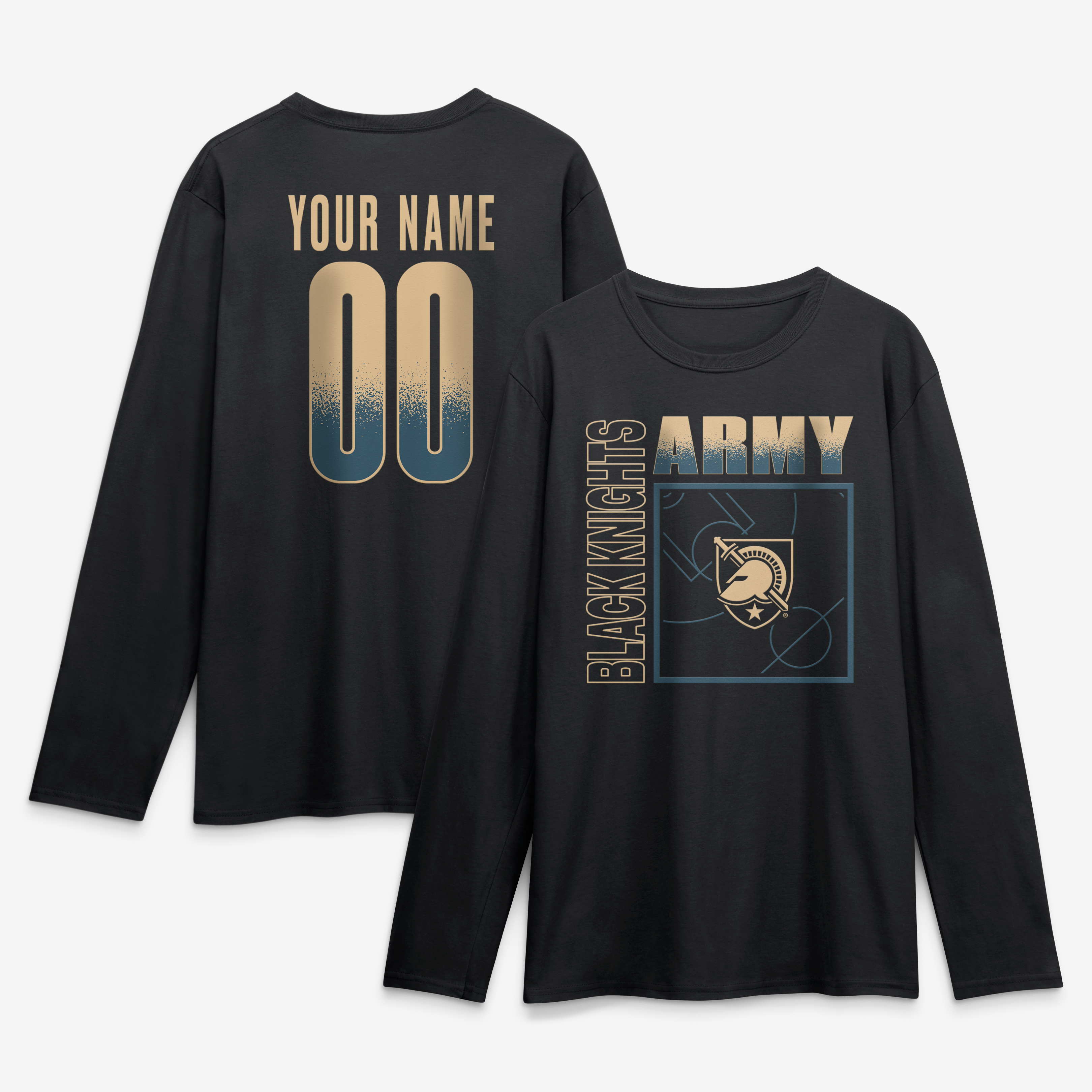 Men's Black Army Black Knights  Home Court Pop Personalized Any Name & Number Long Sleeve T-Shirt
