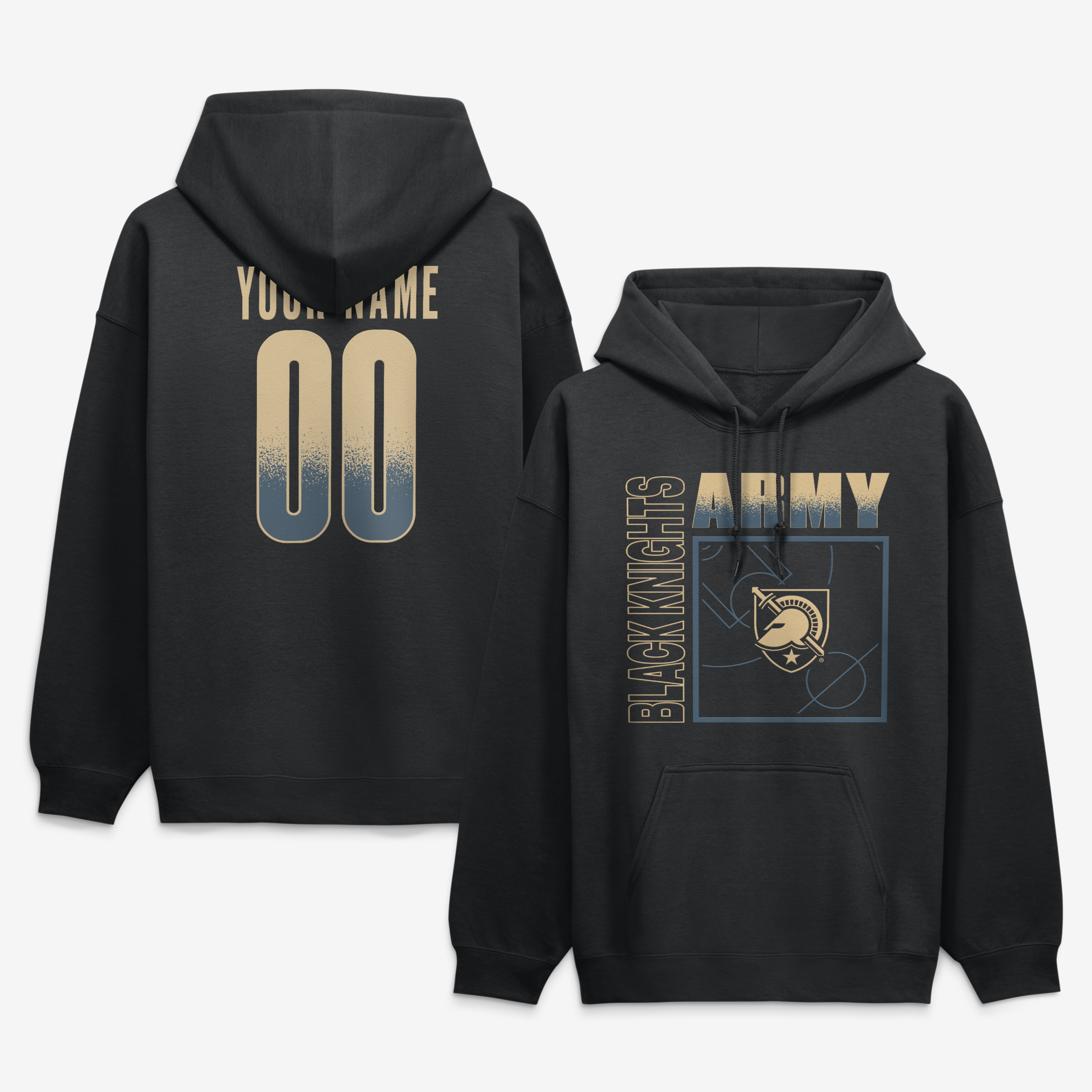 Men’s Black Army Black Knights Home Court Pop Personalized Any Name & Number Hoodie