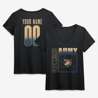 Women's Black Army Black Knights Home Court Pop Personalized Any Name & Number V-Neck T-Shirt