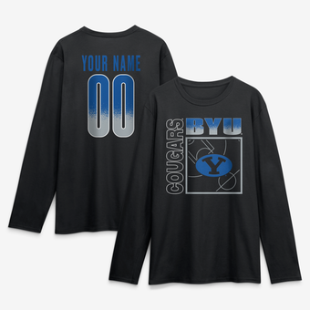 Men's Black BYU Cougars  Home Court Pop Personalized Any Name & Number Long Sleeve T-Shirt