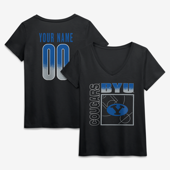 Women's Black BYU Cougars Home Court Pop Personalized Any Name & Number V-Neck T-Shirt