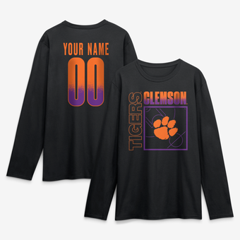 Men's Black Clemson Tigers  Home Court Pop Personalized Any Name & Number Long Sleeve T-Shirt