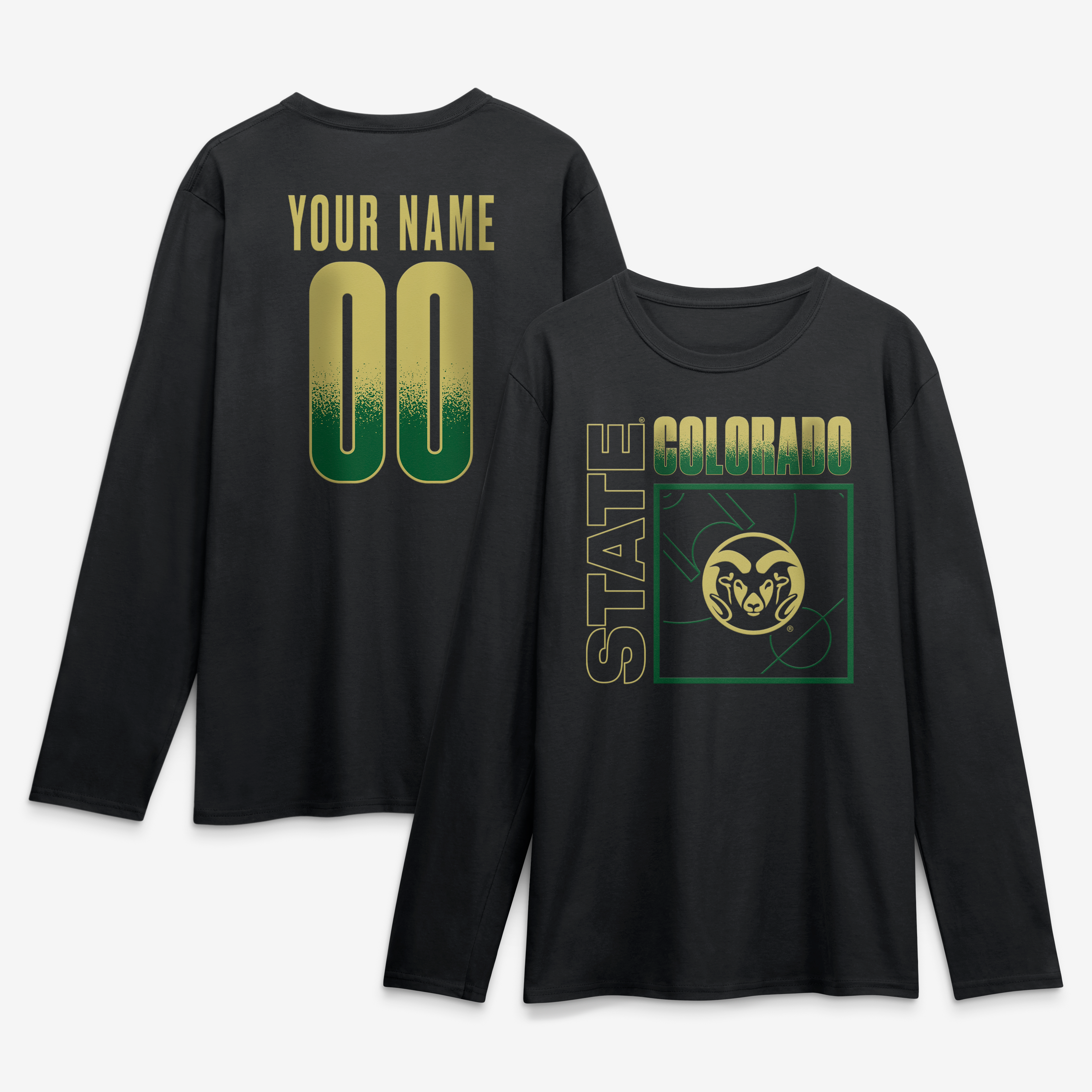 Men's Black Colorado State Rams  Home Court Pop Personalized Any Name & Number Long Sleeve T-Shirt