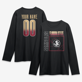 Men's Black Florida State Seminoles  Home Court Pop Personalized Any Name & Number Long Sleeve T-Shirt