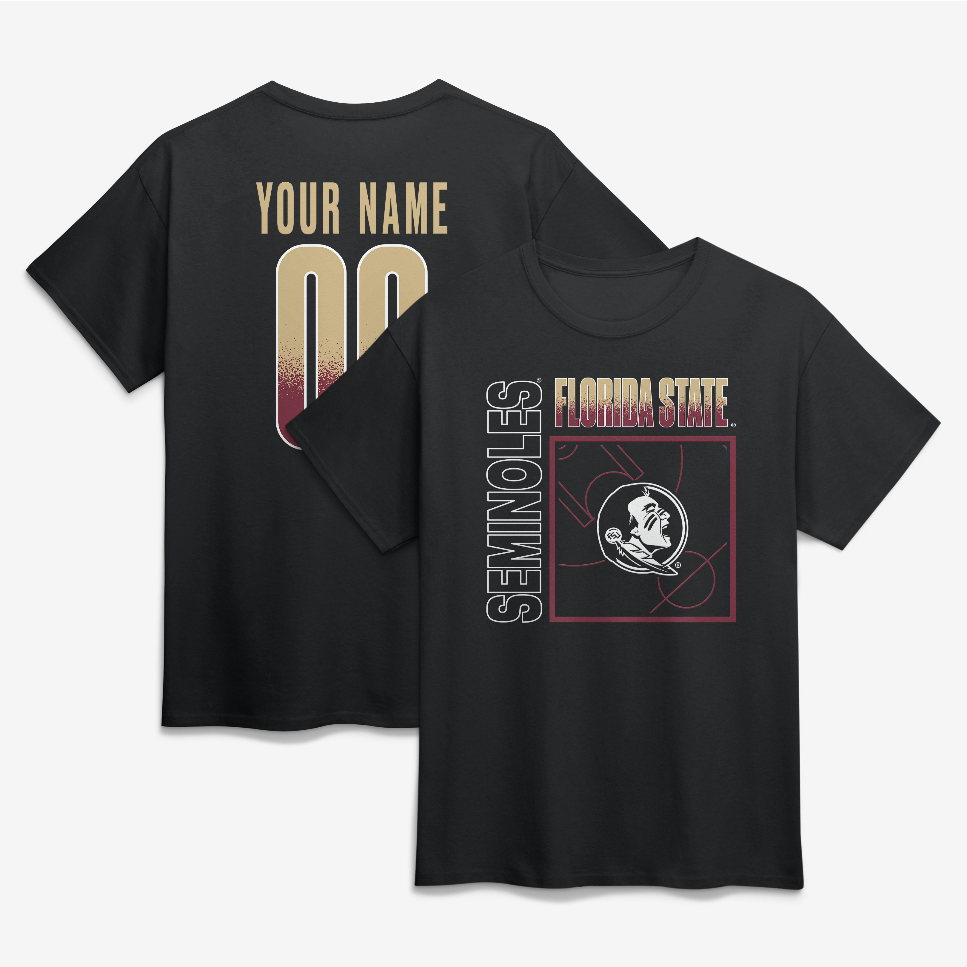 Men’s Black Florida State Seminoles Home Court Pop Personalized Any Name & Number T-Shirt