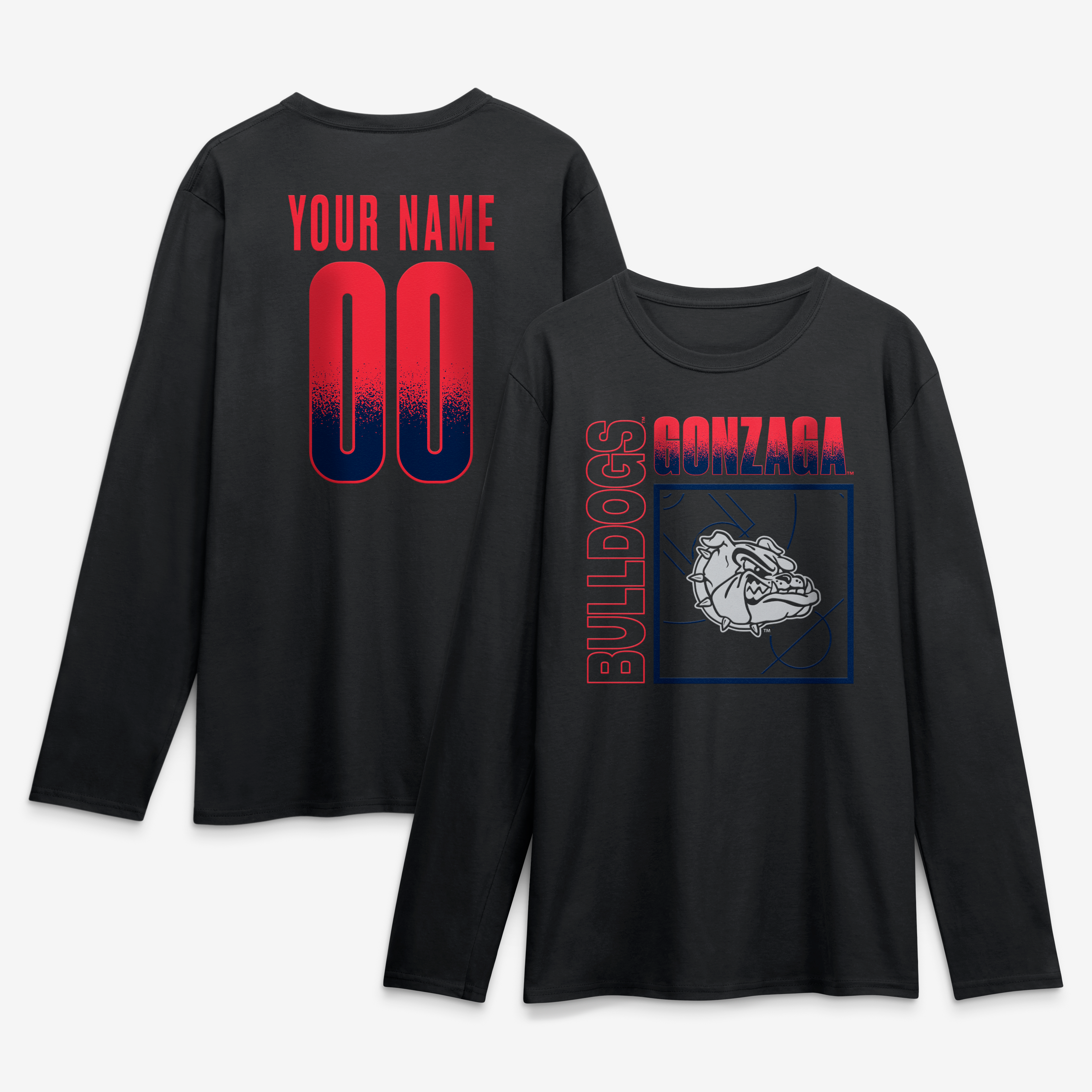 Men's Black Gonzaga Bulldogs  Home Court Pop Personalized Any Name & Number Long Sleeve T-Shirt