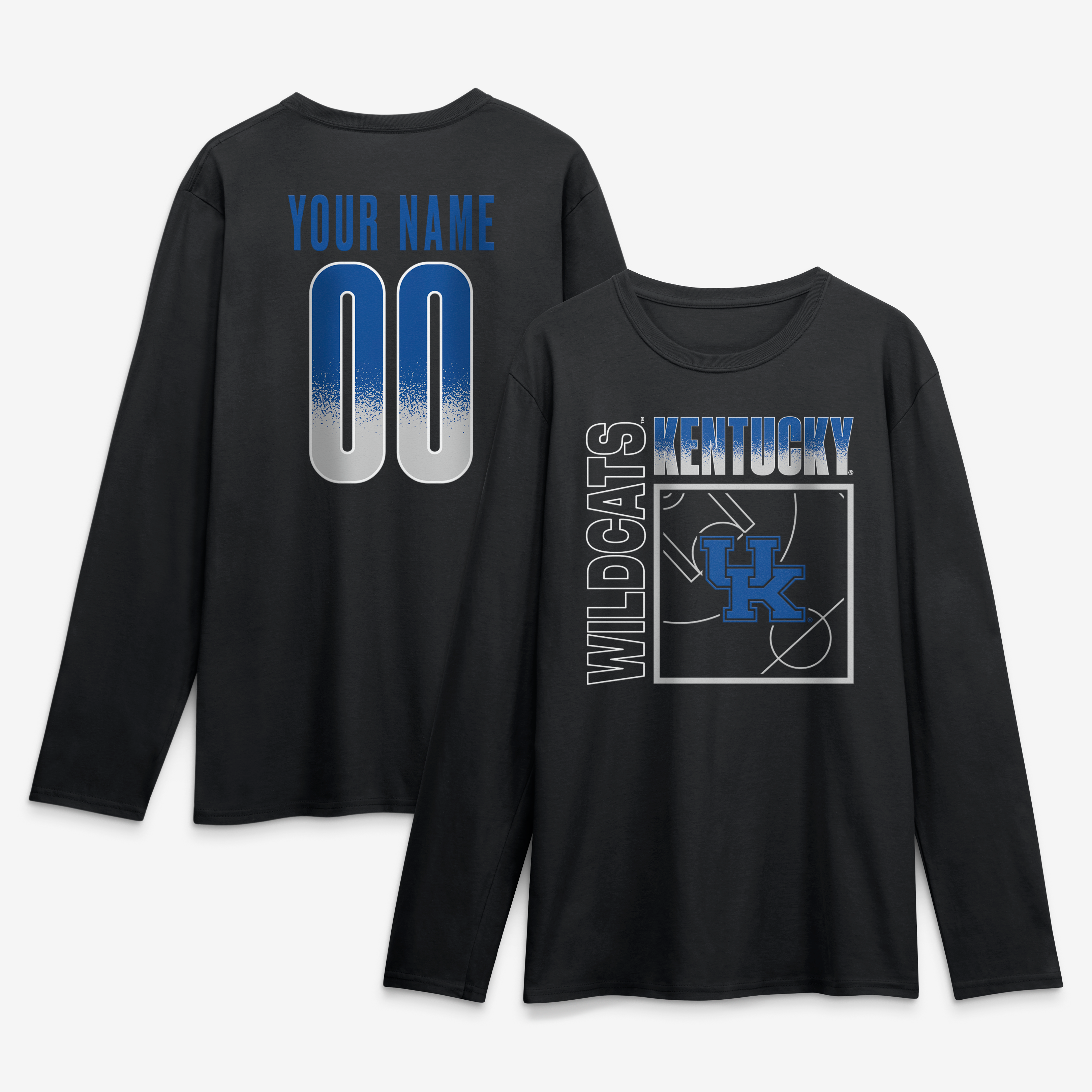 Men's Black Kentucky Wildcats  Home Court Pop Personalized Any Name & Number Long Sleeve T-Shirt