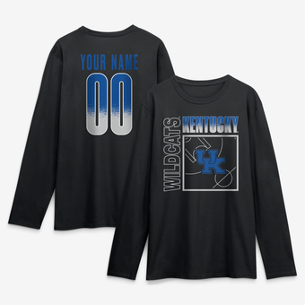 Men's Black Kentucky Wildcats  Home Court Pop Personalized Any Name & Number Long Sleeve T-Shirt
