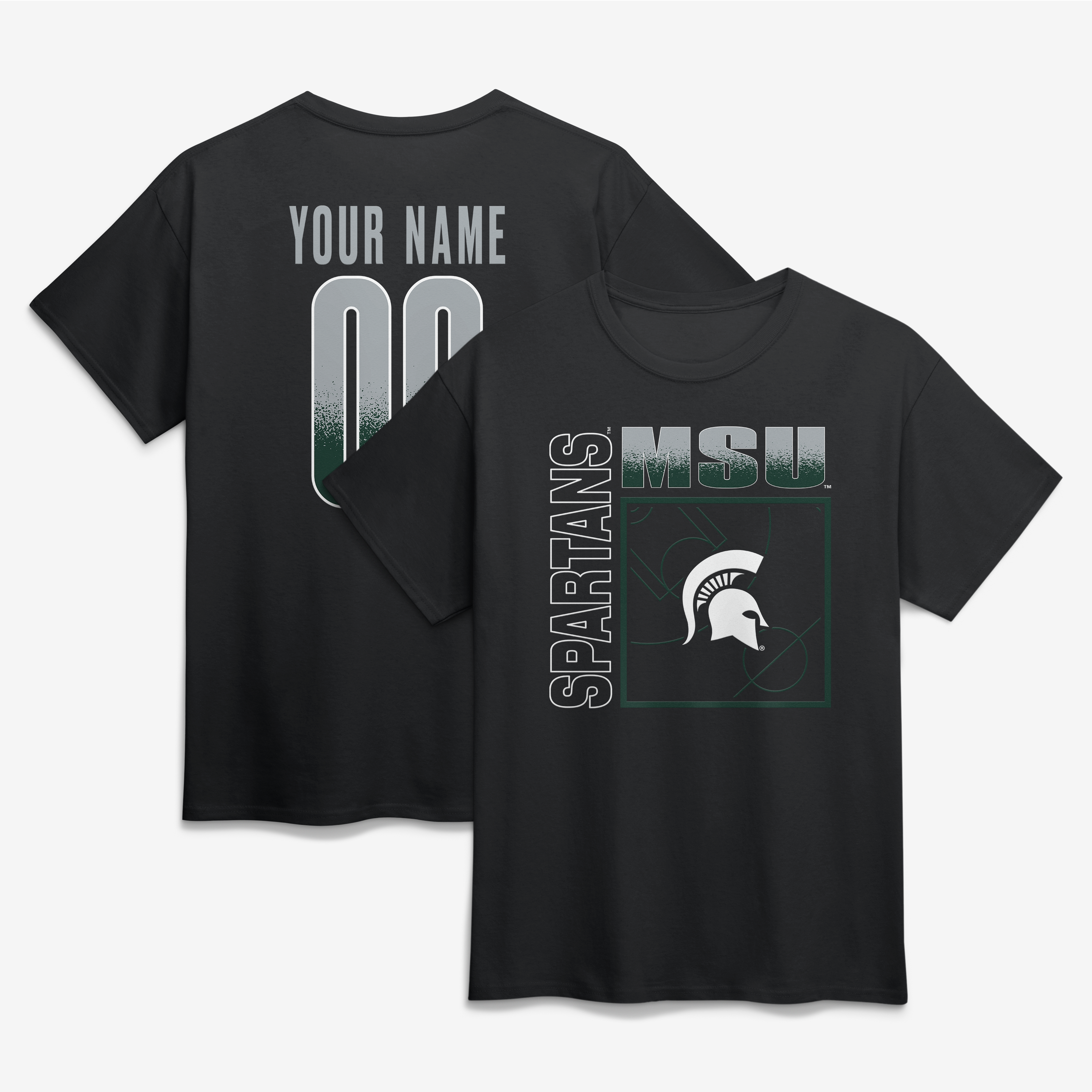 Men’s Black Michigan State Spartans Home Court Pop Personalized Any Name & Number T-Shirt