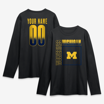 Men's Black Michigan Wolverines  Home Court Pop Personalized Any Name & Number Long Sleeve T-Shirt