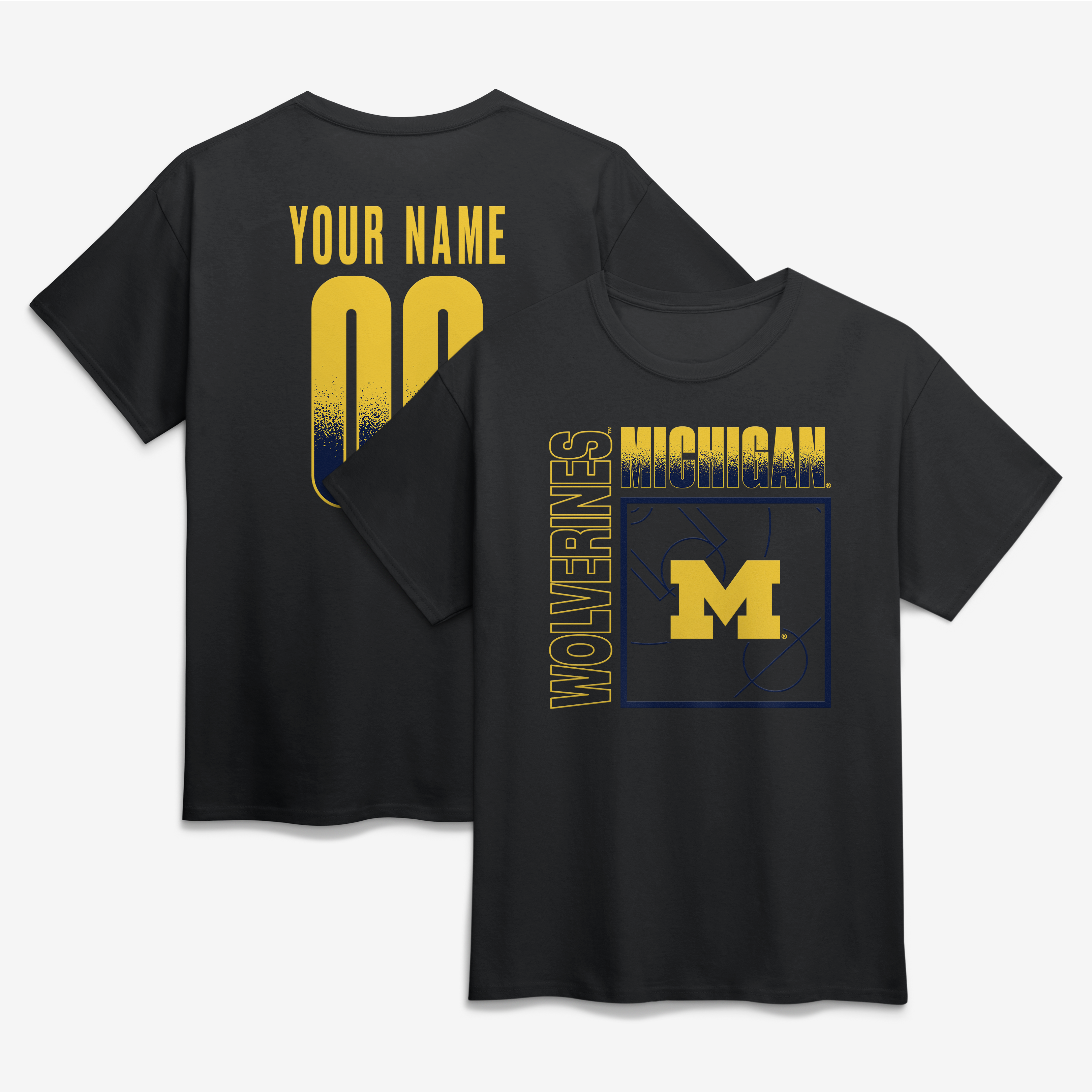 Men’s Black Michigan Wolverines Home Court Pop Personalized Any Name & Number T-Shirt
