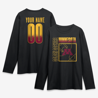 Men's Black Minnesota Golden Gophers  Home Court Pop Personalized Any Name & Number Long Sleeve T-Shirt