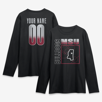 Men's Black Mississippi State Bulldogs  Home Court Pop Personalized Any Name & Number Long Sleeve T-Shirt