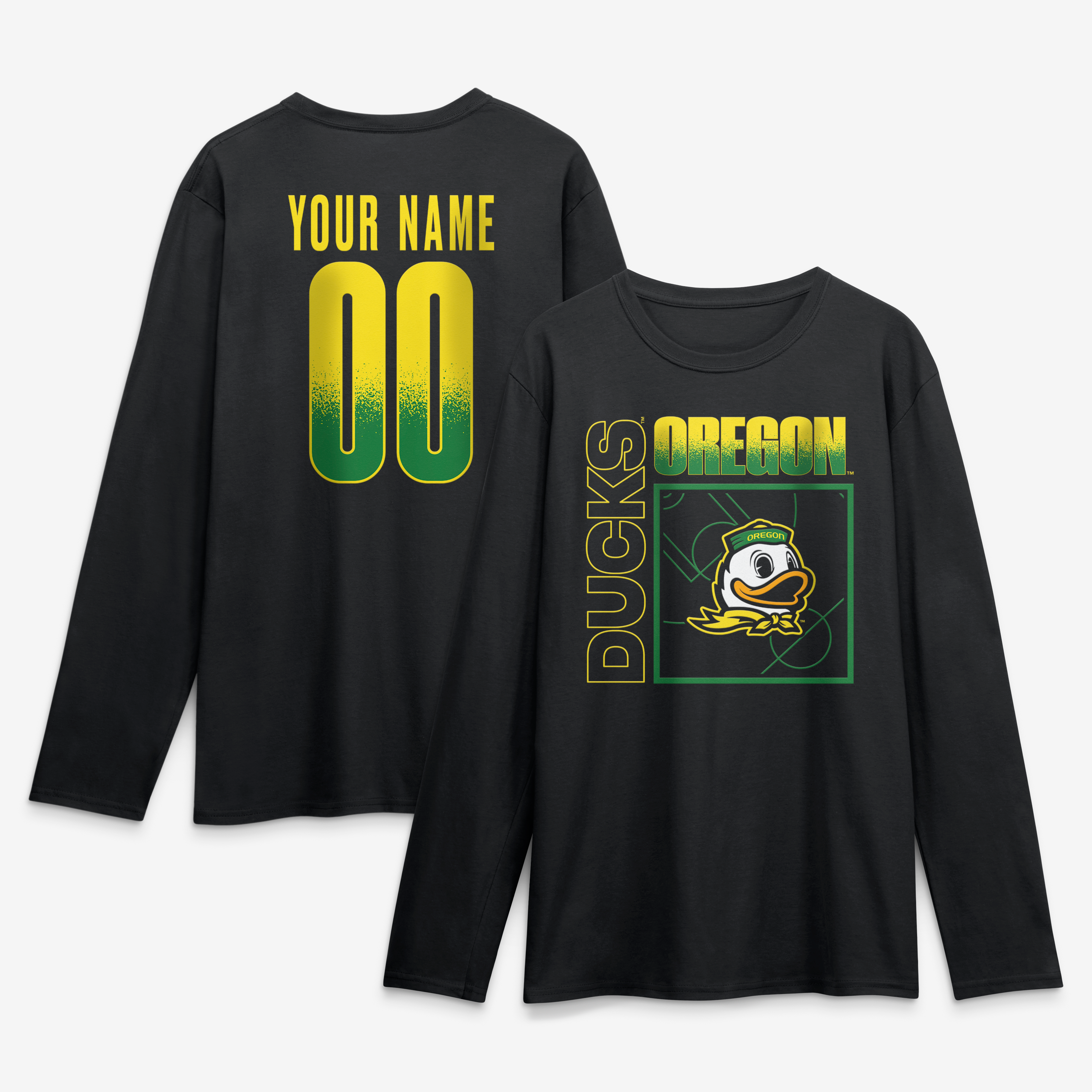 Men's Black Oregon Ducks  Home Court Pop Personalized Any Name & Number Long Sleeve T-Shirt