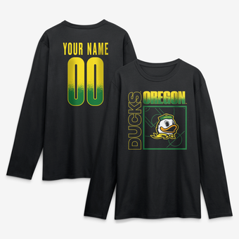 Men's Black Oregon Ducks  Home Court Pop Personalized Any Name & Number Long Sleeve T-Shirt