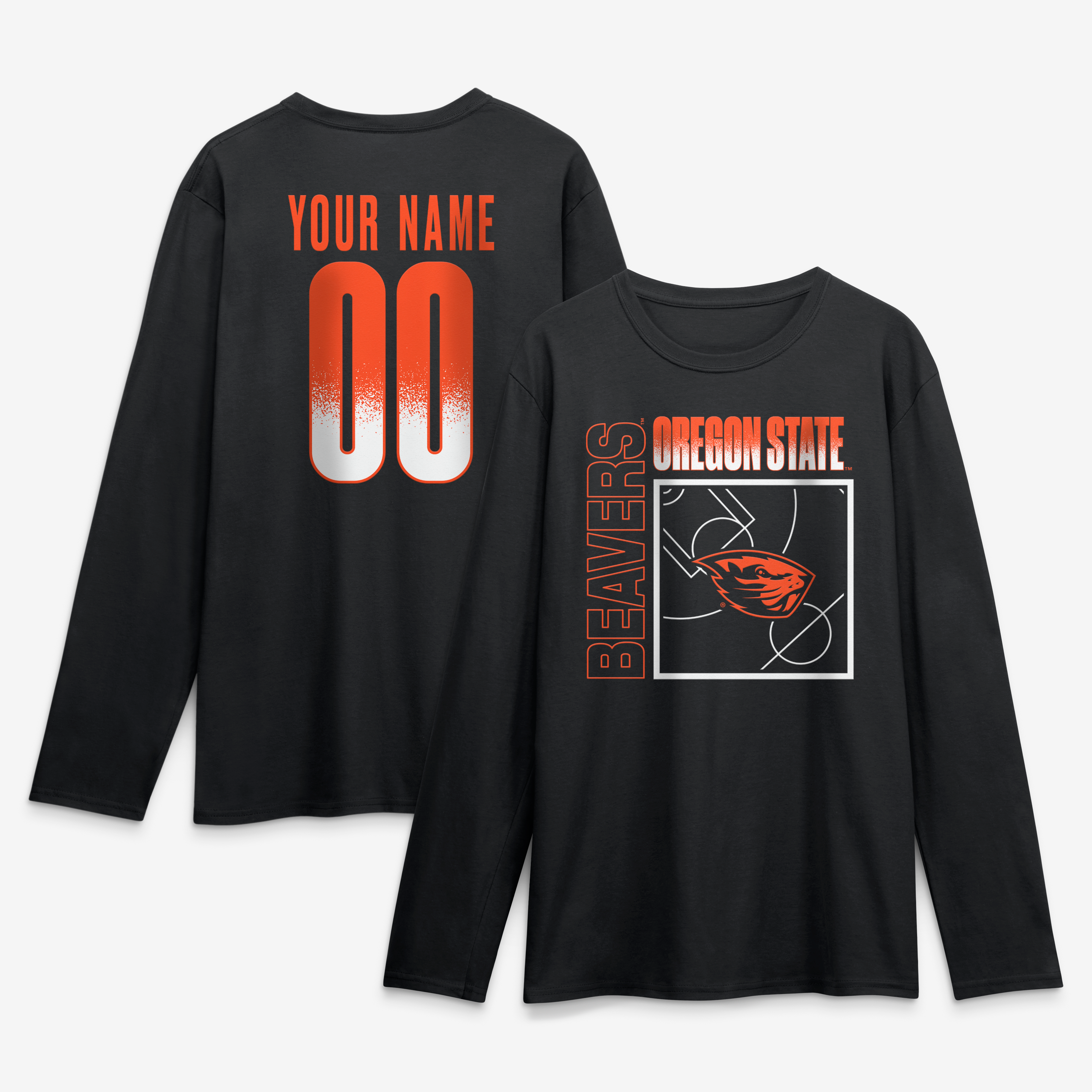 Men's Black Oregon State Beavers  Home Court Pop Personalized Any Name & Number Long Sleeve T-Shirt