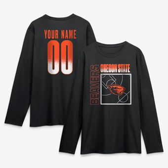 Men's Black Oregon State Beavers  Home Court Pop Personalized Any Name & Number Long Sleeve T-Shirt