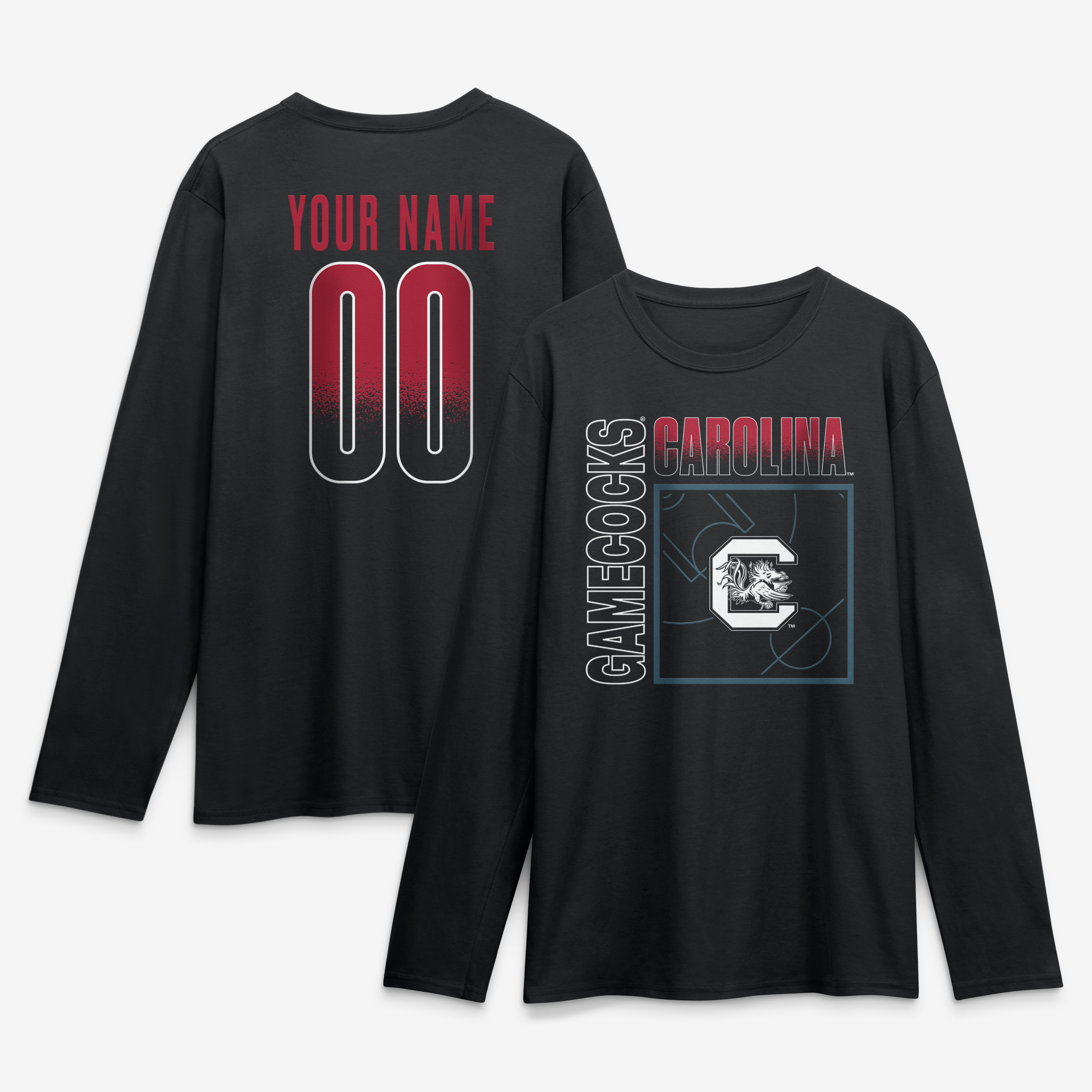 Men's Black South Carolina Gamecocks  Home Court Pop Personalized Any Name & Number Long Sleeve T-Shirt
