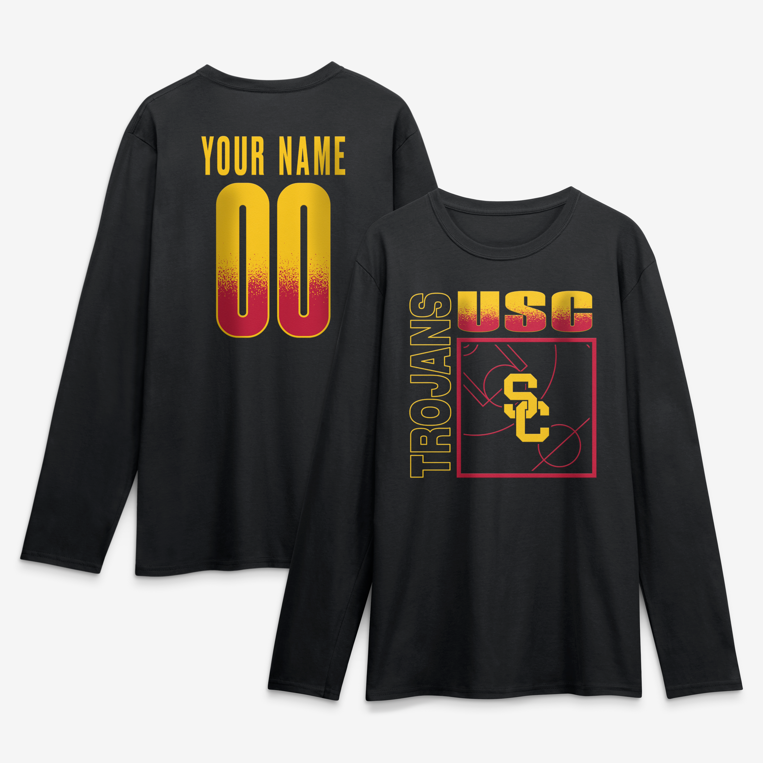 Men's Black USC Trojans  Home Court Pop Personalized Any Name & Number Long Sleeve T-Shirt