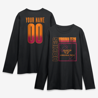 Men's Black Virginia Tech Hokies  Home Court Pop Personalized Any Name & Number Long Sleeve T-Shirt