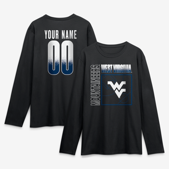 Men's Black West Virginia Mountaineers  Home Court Pop Personalized Any Name & Number Long Sleeve T-Shirt