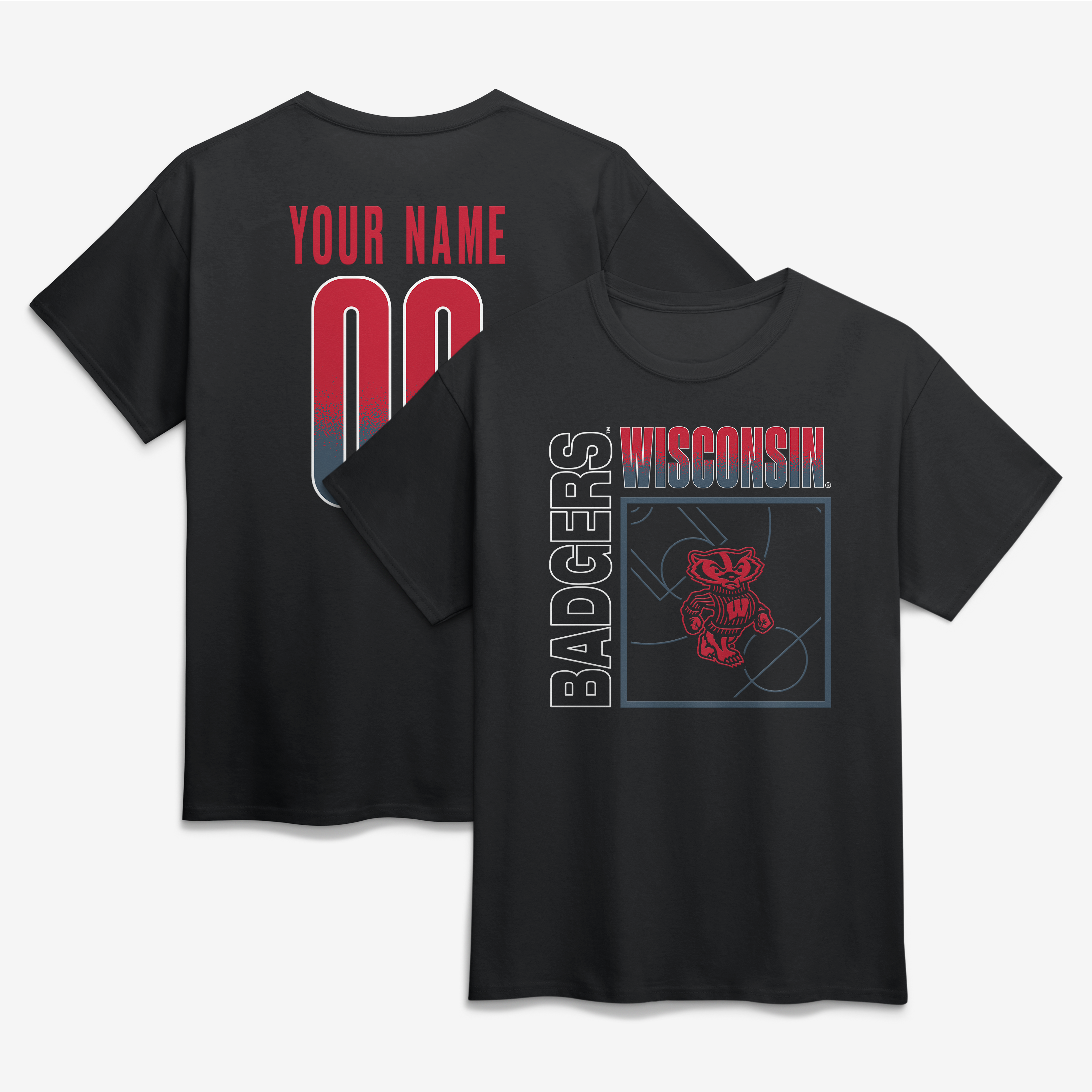 Men’s Black Wisconsin Badgers Big & Tall Home Court Pop Personalized Any Name & Number T-Shirt