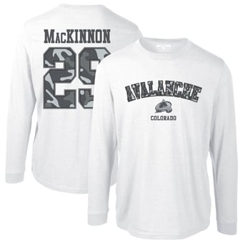 Men's Levelwear Nathan MacKinnon White Colorado Avalanche Oscar Long Sleeve T-Shirt