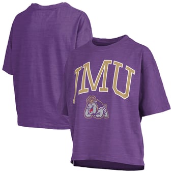 Women's Pressbox Purple James Madison Dukes Oversized Nelson Arch Over Logo Slub T-Shirt