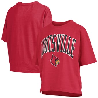 Women's Pressbox Red Louisville Cardinals Oversized Nelson Arch Over Logo Slub T-Shirt