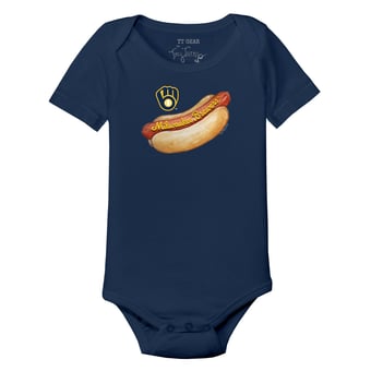Infant Tiny Turnip Navy Milwaukee Brewers Hot Dog Bodysuit