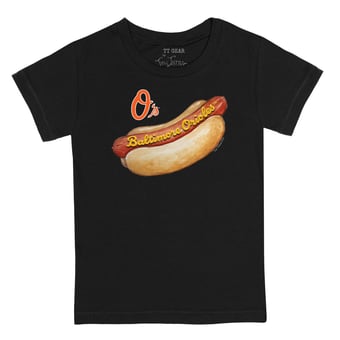 Toddler Tiny Turnip Black Baltimore Orioles Hot Dog T-Shirt