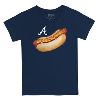 Youth Tiny Turnip Navy Atlanta Braves Hot Dog T-Shirt
