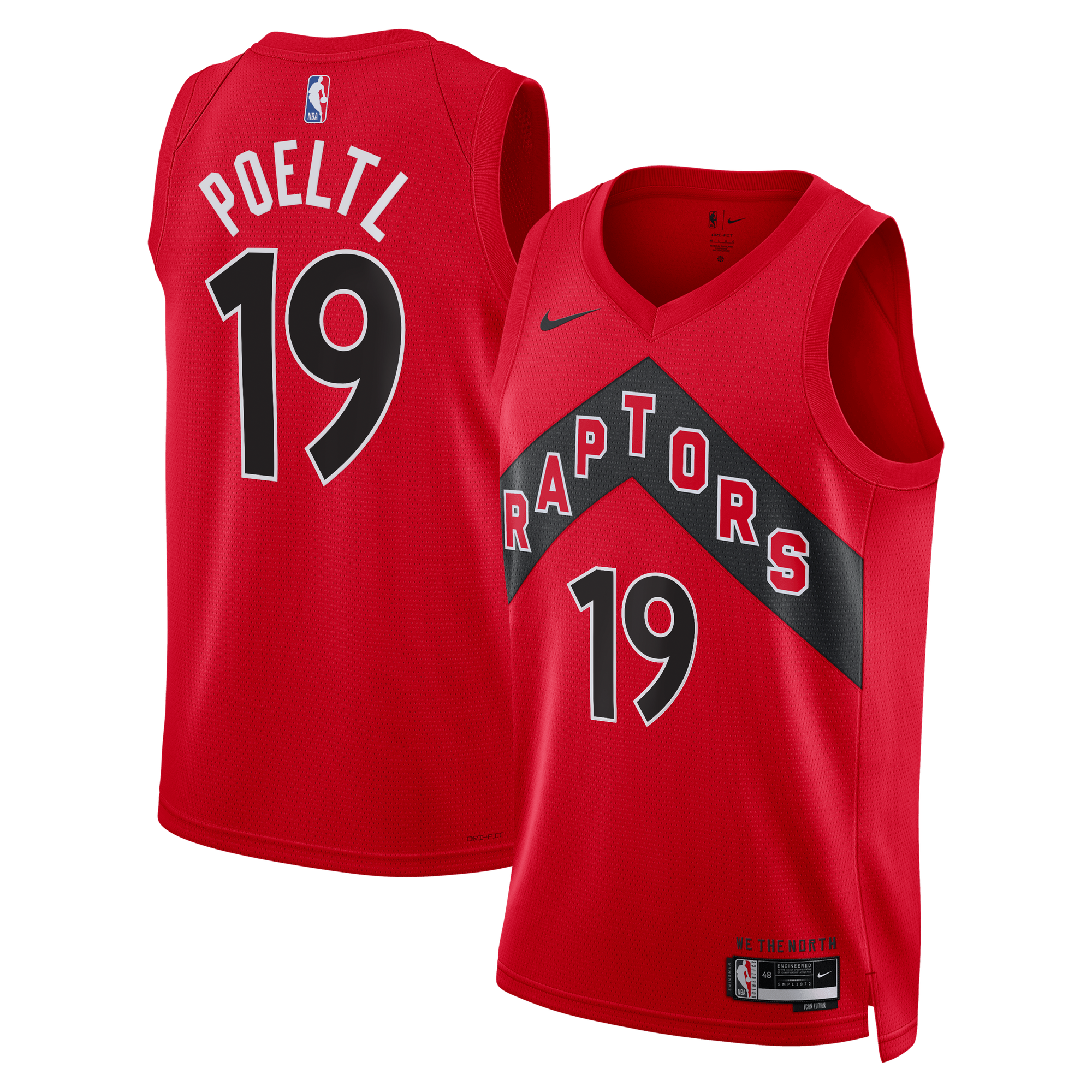 Camiseta Nike Icon Edition Swingman de los Toronto Raptors - Roja - Jakob Poeltl - Unisex